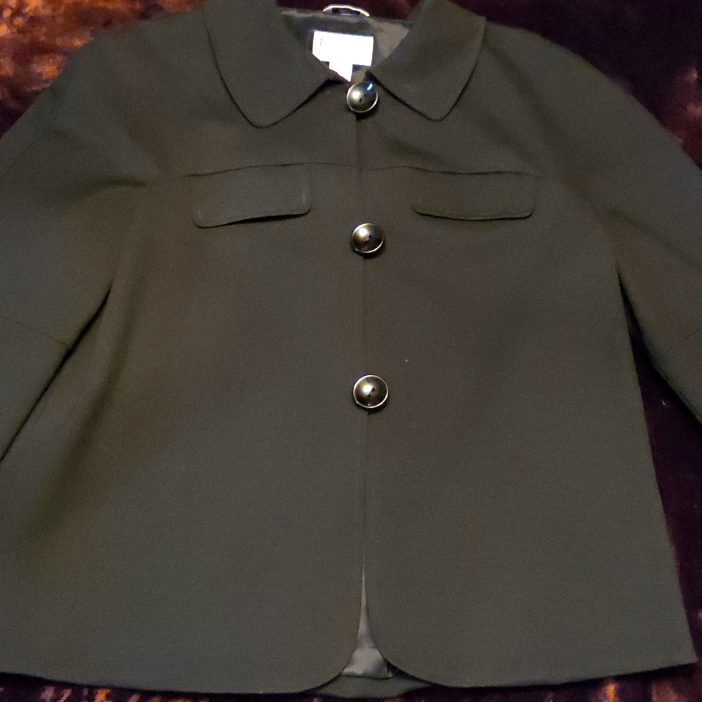 Talbots Black Lined Crop Box Jacket, Sz 8